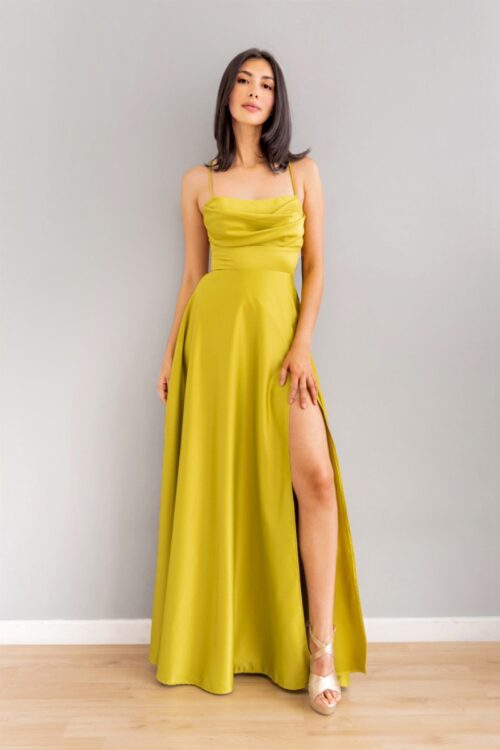 Vestido Top Drapeado Falda en A Pistacho