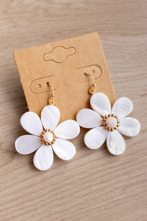 Aretes Flor Blanca