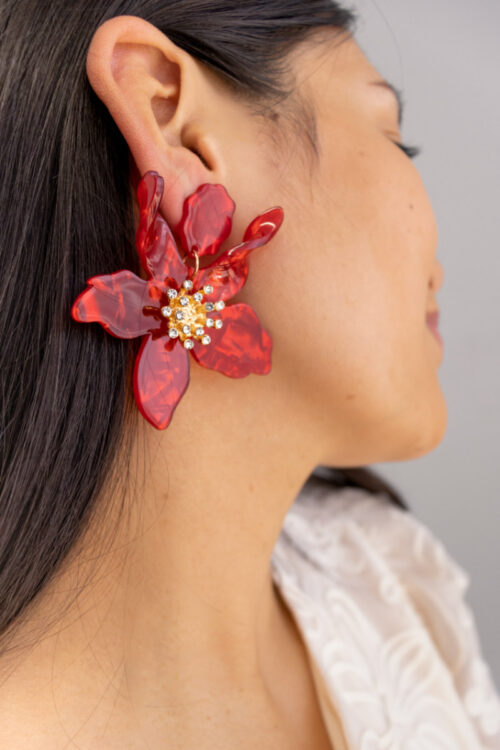 Aretes Maxi Flor Roja