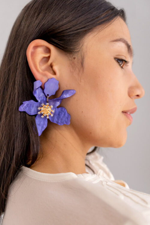 Aretes Maxi Flor Azul