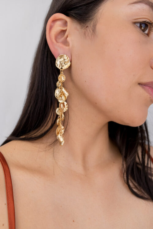 Aretes Largos Dijes Dorados