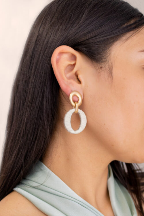 Aretes Aro Forrado Blanco