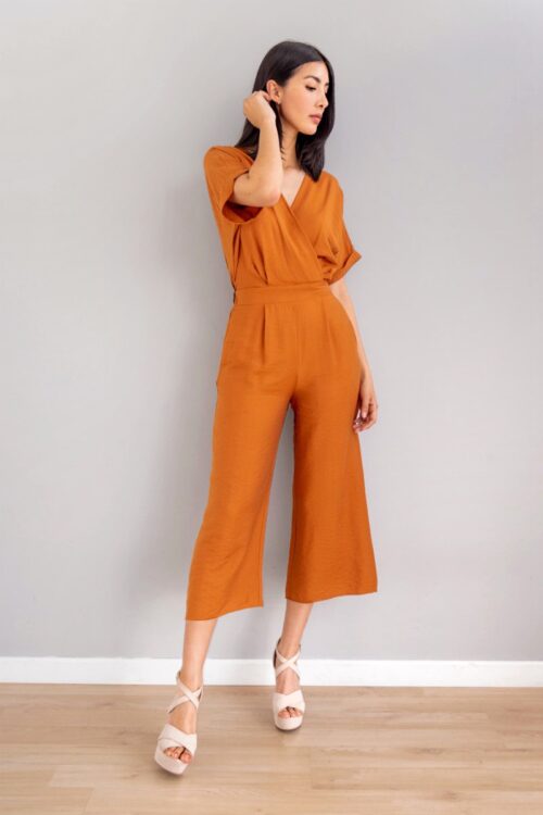 Jumper Culotte Manga Kimono Terracota