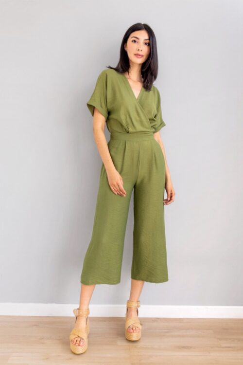 Jumper Culotte Manga Kimono Verde