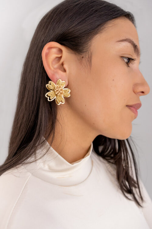 Aretes Flor Artesanal Caqui