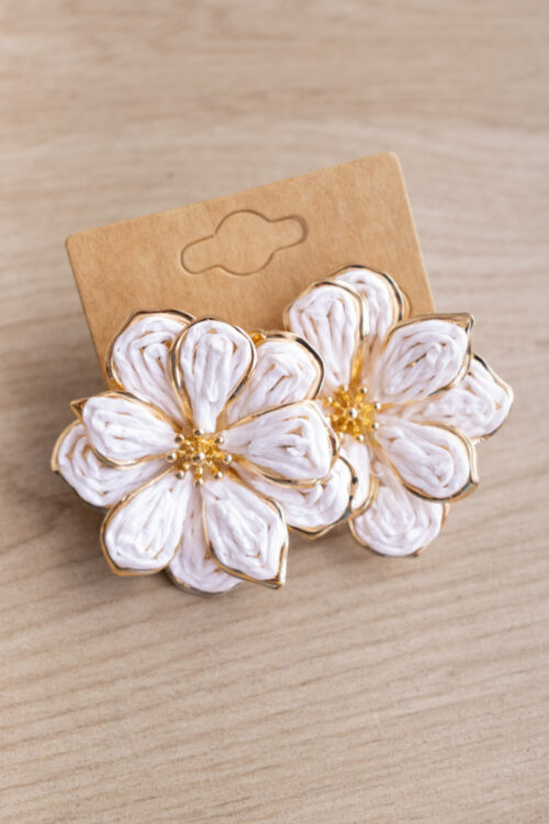 Aretes Flor Artesanal Marfil