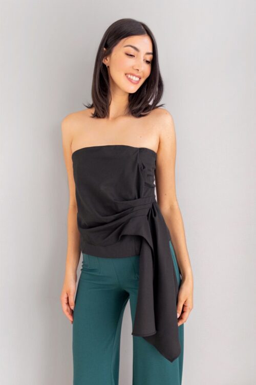 Blusa Strapless Volante Negro