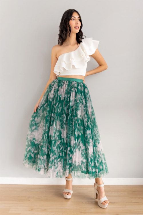 Falda En Velo Print Verde