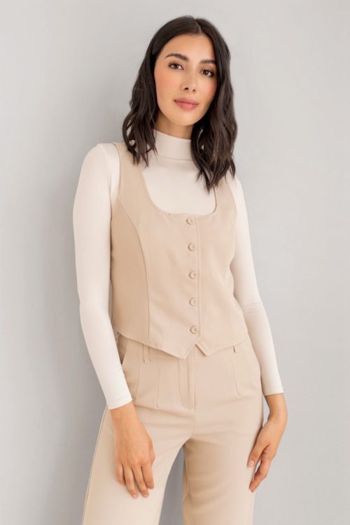 Chaleco Botones Beige