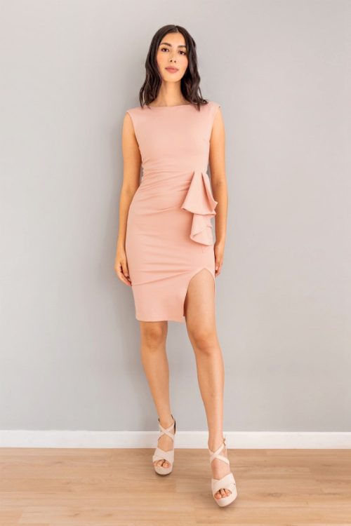 Vestido Midi Bolero Cintura Rosado