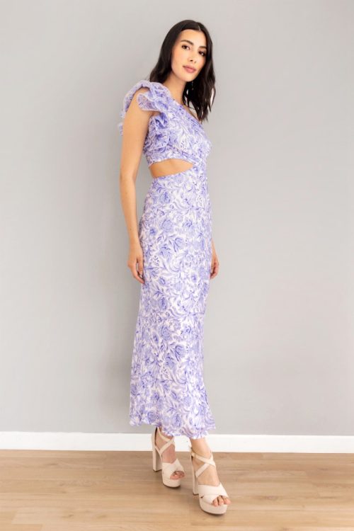 Vestido Asimetrico Print Suave Azul