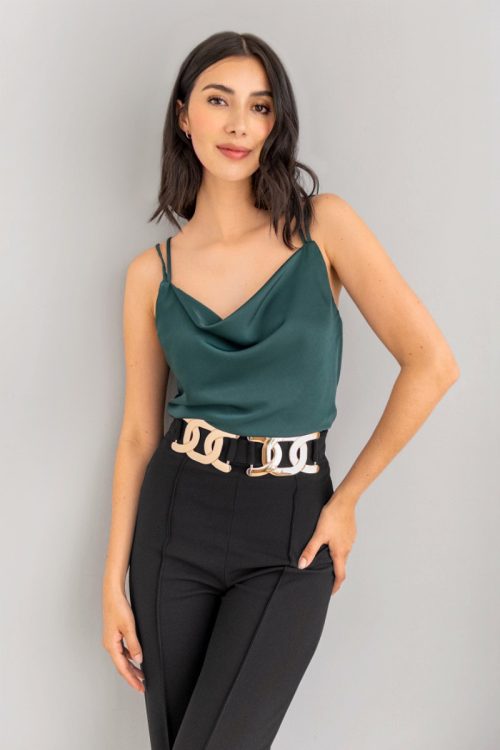 Blusa Escote Drapeado Verde