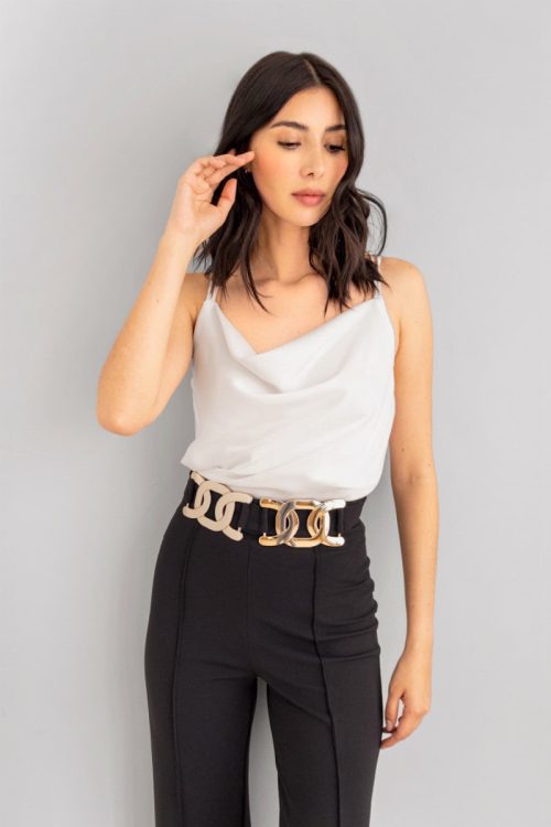 Blusa Escote Drapeado Blanco