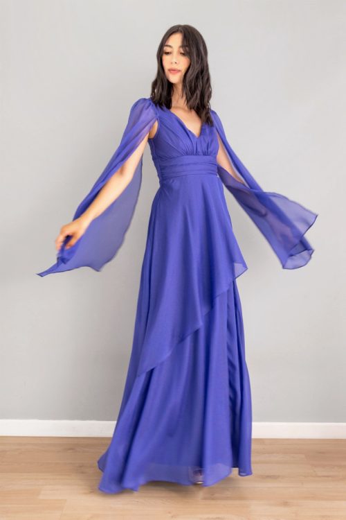 Vestido Mangas Capa Azul