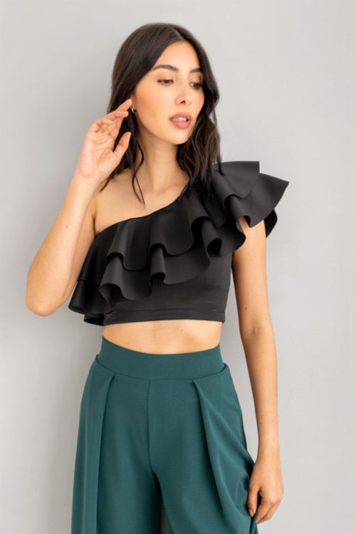 Top Bolero Asimetrico Negro