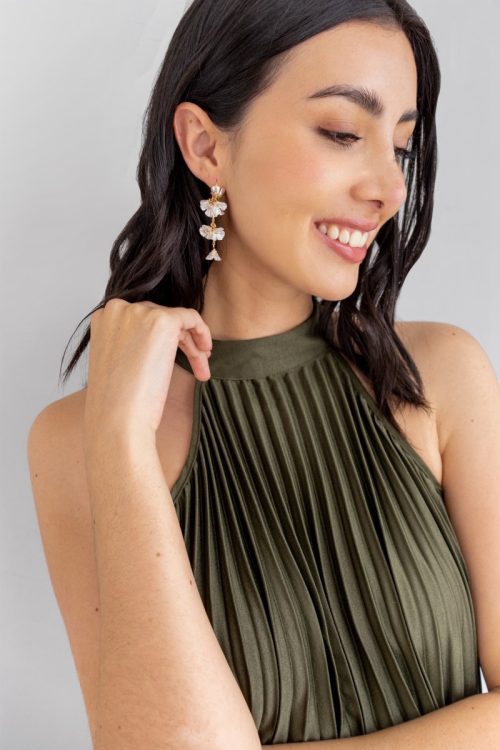 Aretes Mini Flores Nacar