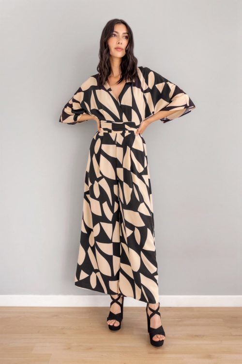 Jumper Manga Amplia Print Negro