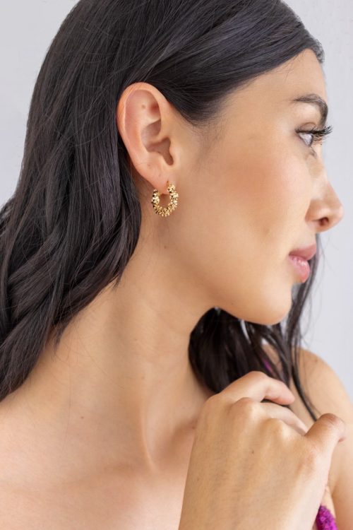 Aretes Mini Candongas Textura Dorado