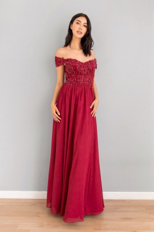 Vestido Top Bordado Vinotinto