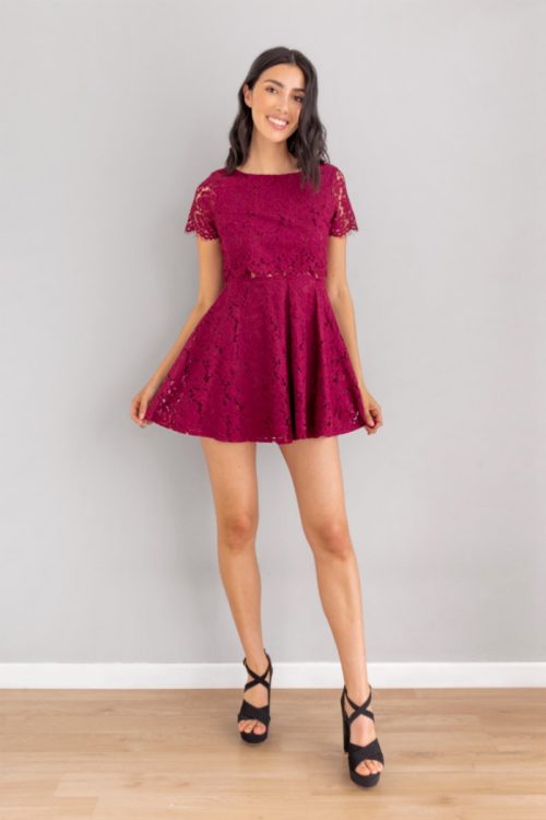 Vestido Encaje Vinotinto