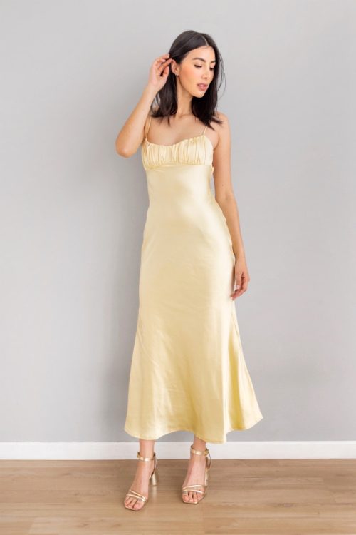 Vestido Espalda Nudo Amarillo