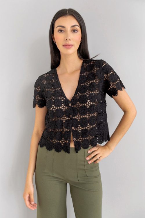 Blusa Crochet Negra