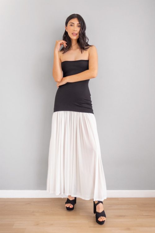 Vestido Negro con Falda Blanca