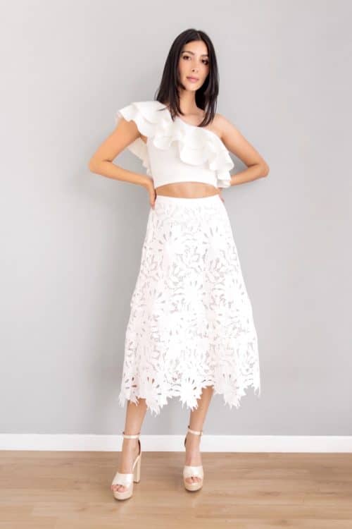 Falda Tejido Bordado Blanca