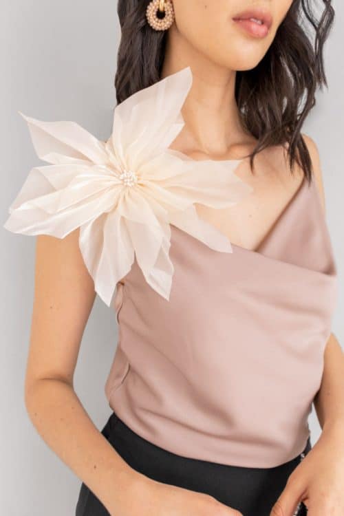 Prendedor Flor Puntas Beige