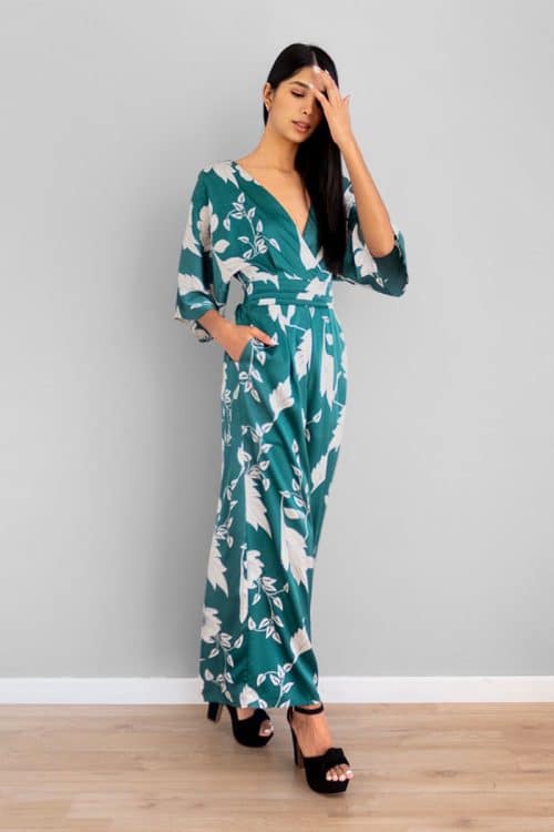 Jumper Manga Amplia Print Flores Verde