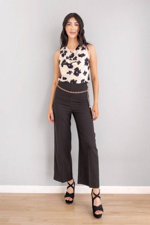 Pantalon Recto con Cadena Negro