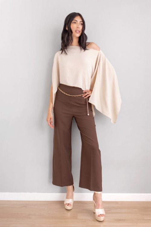 Pantalon Recto con Cadena Café