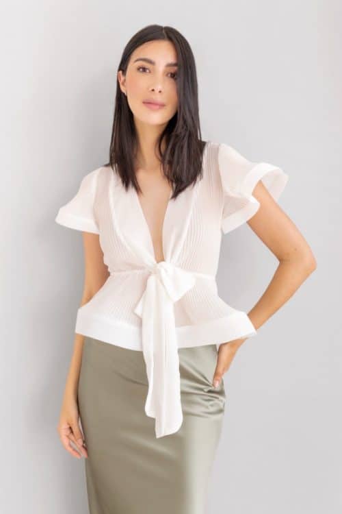Blusa Peplum Lazo Blanca