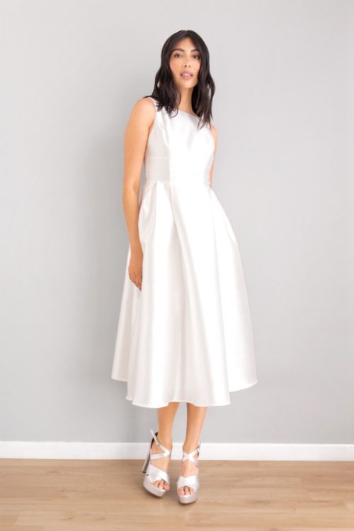 Vestido Midi Tafetan Blanco
