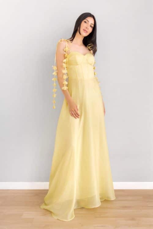 Vestido Corset Falda en A Amarillo