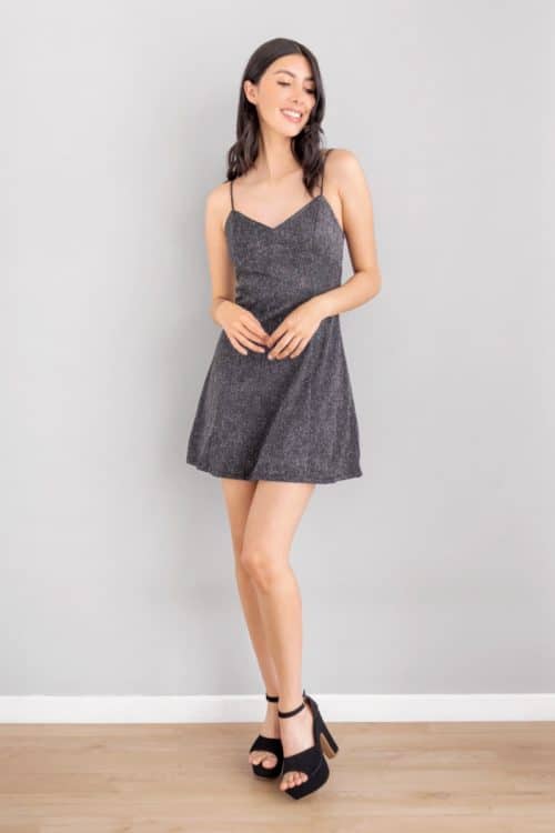 Vestido Corto Brillo Negro