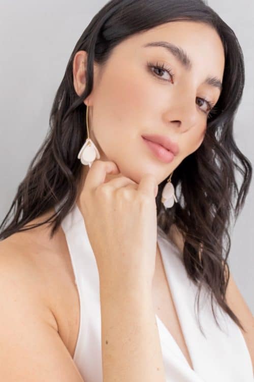 Aretes Flor Marfil