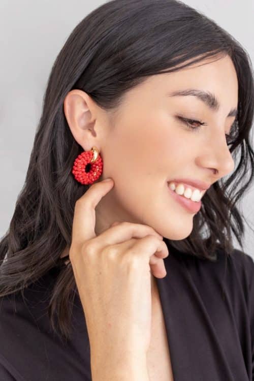 Aretes Canutilllos Rojo