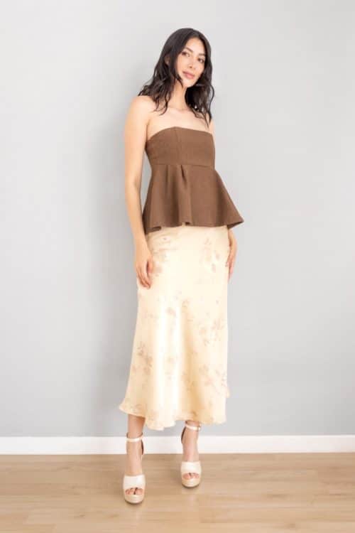 Falda Satin Print Nude