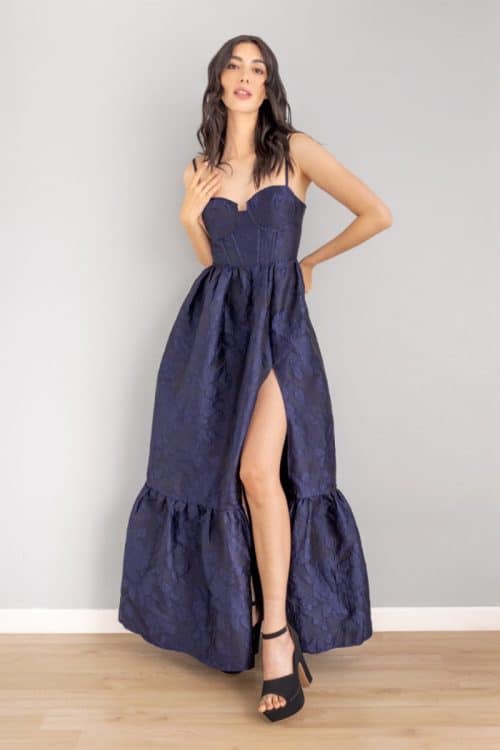 Vestido Espalda Ajustable Azul Noche