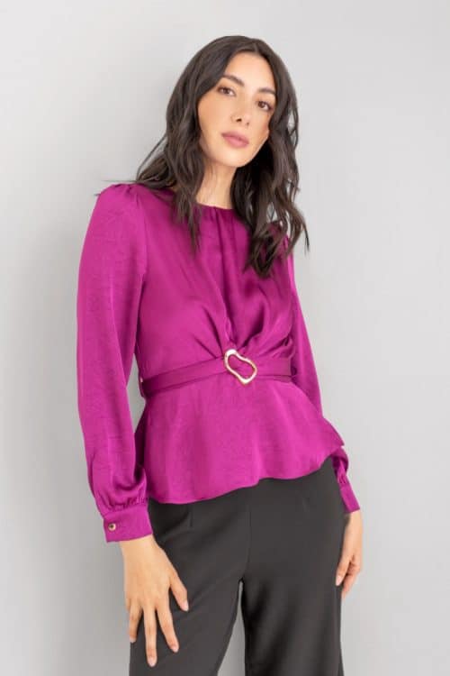 Blusa Manga Larga Textura Magenta