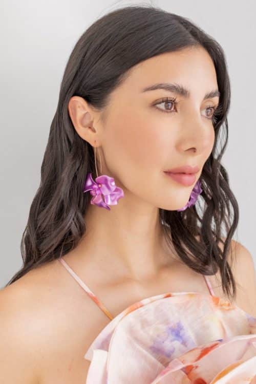 Aretes Flor Moradas