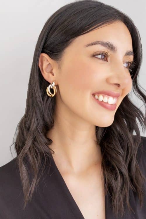 Aretes Bicolor Plata con Oro