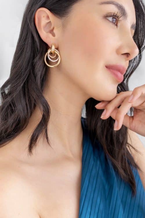 Aretes Aros Entrelazados Bicolor
