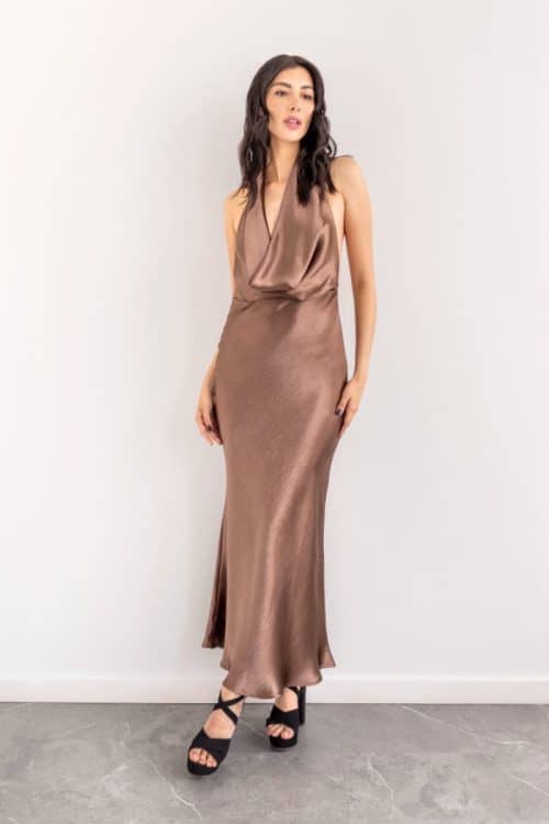 Vestido Espalda Descubierta Cobre